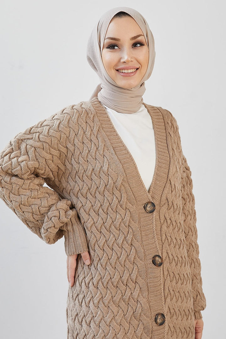 كارديجان MDS Arene طويل مضفر بأزرار - جملي - Marcq-en-Baroeul