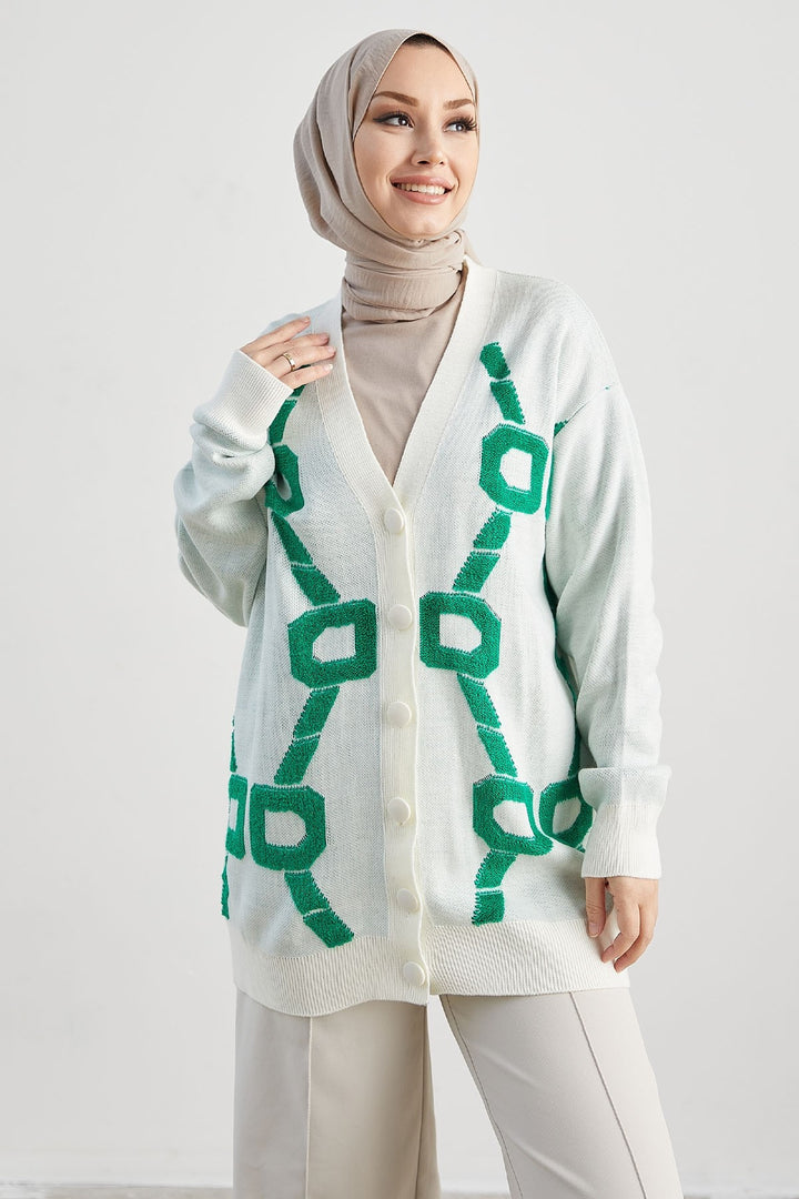 MDS Women Lenora Patterned Cardigan - White - Rincón de la Victoria