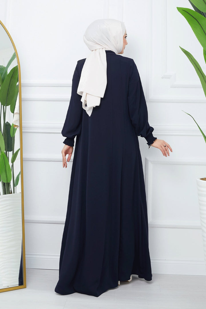 MDS Women Patchwork Mevlana Fabric Cloak - Navy Blue - Klagenfurt