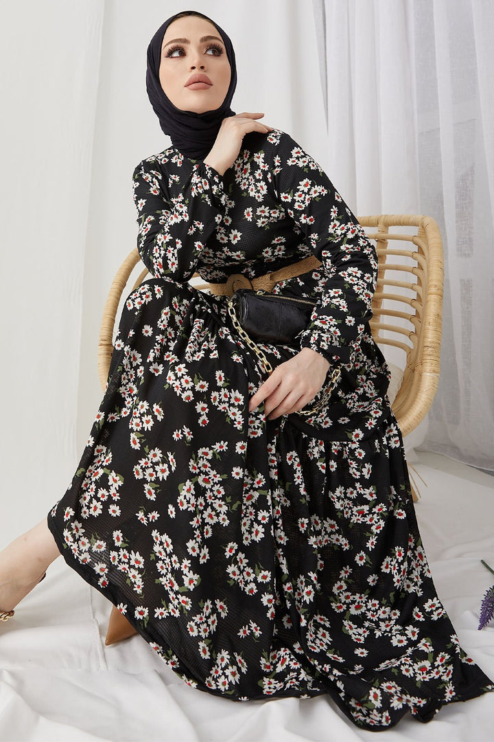 MDS Women Lesa Floral Straw Belted Dress - Black - Saarbrücken
