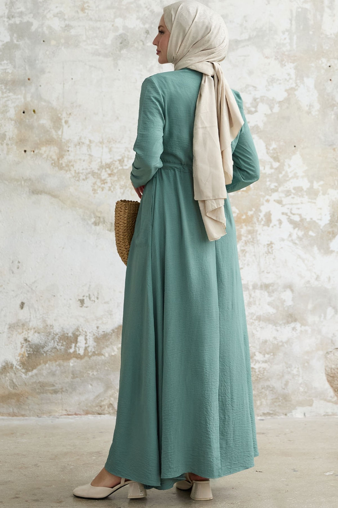 MDS Women Guipure Detail Mint A-line Dress - Zacatecas