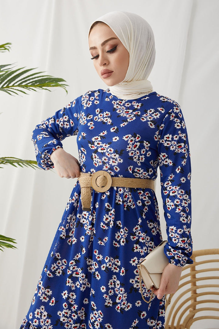 MDS Women Lesa Floral Straw Belted Dress - Indigo - Millcreek