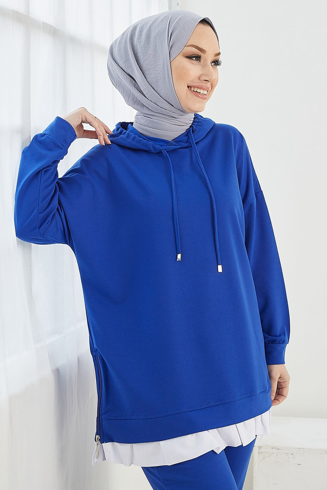 MDS Women Losya Sides Zippered Hooded Two-Piece Set - Sky Blue - Bartlett