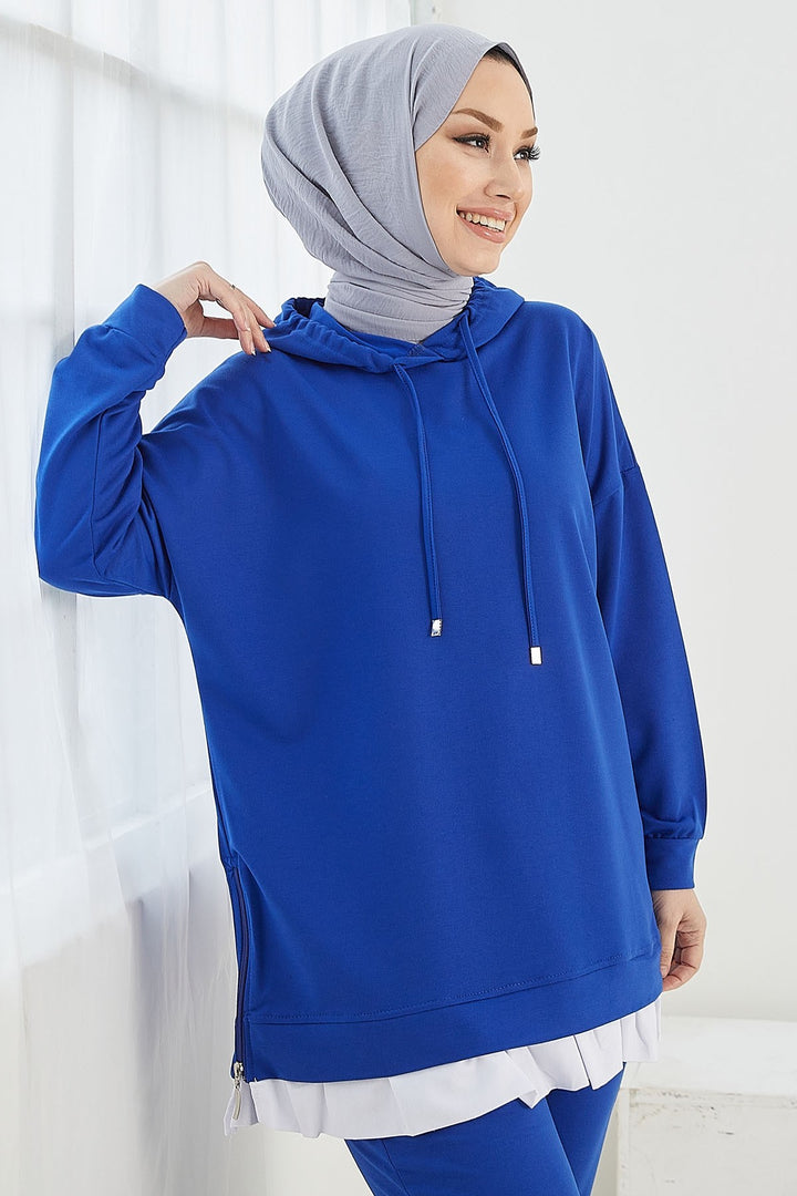 MDS Women Losya Sides Zippered Hooded Two-Piece Set - Sky Blue - Bartlett