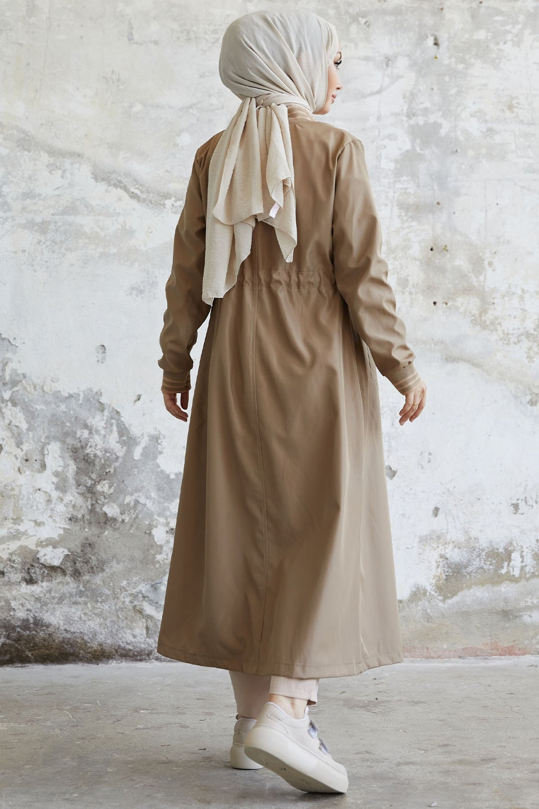 MDS Women Penny Collar Patterned Trench Coat - Beige - Battle Creek