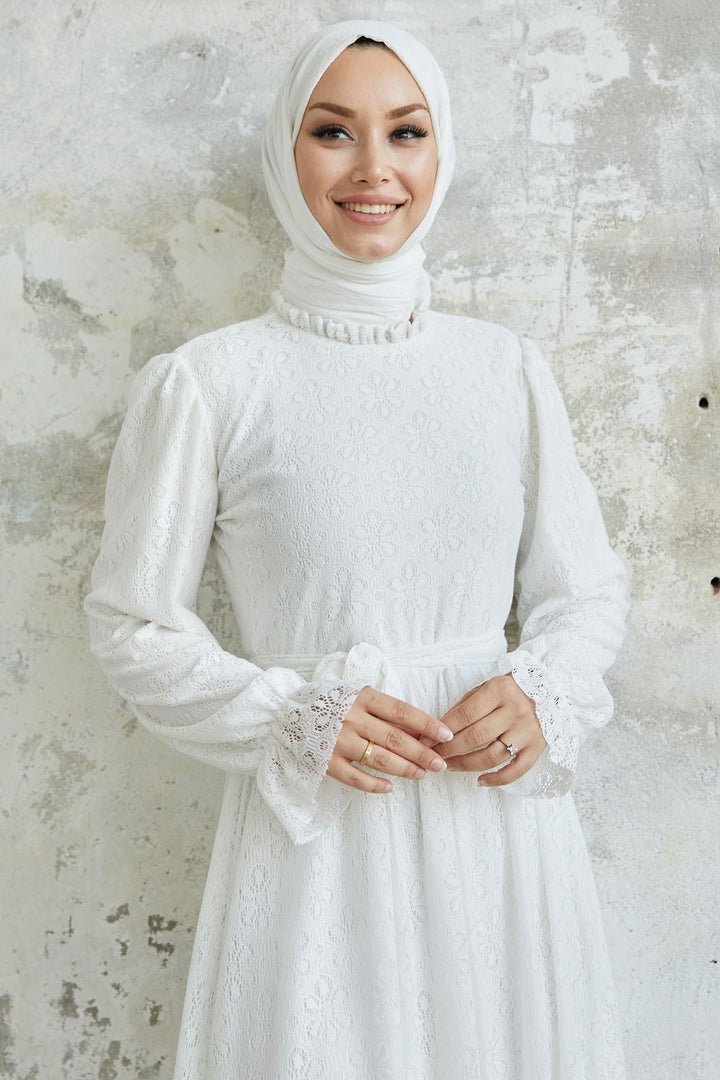 MDS Women Milna Kolu Frill Embroidered Dress - White - Vicenza