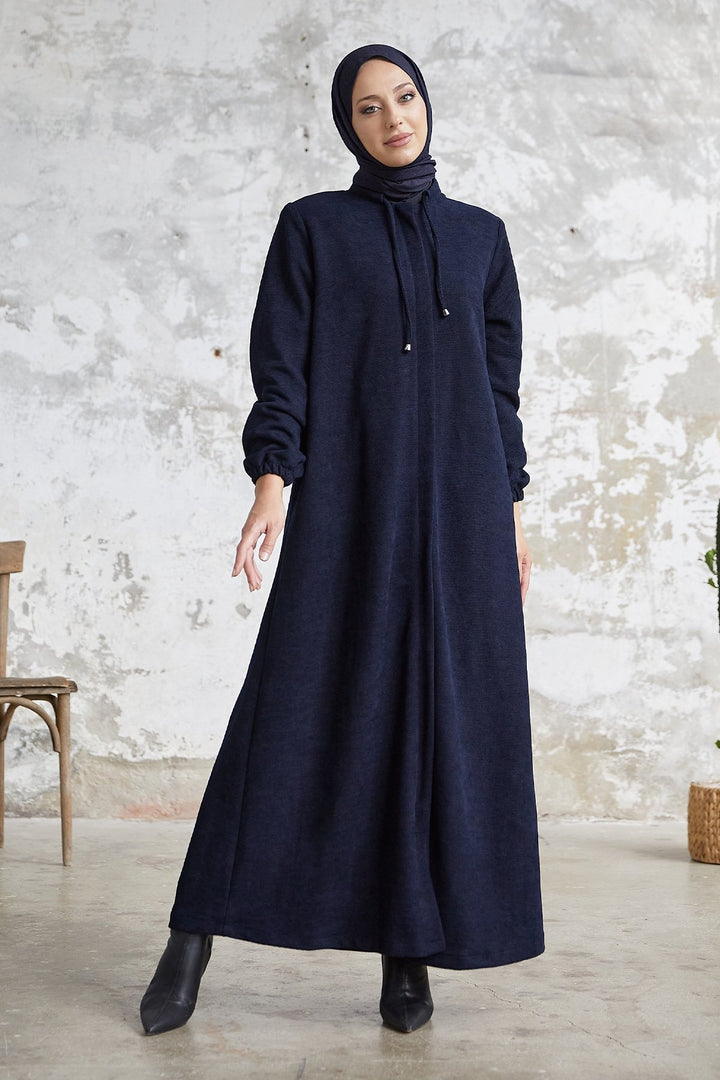 MDS Women Levina Secret Snap Abaya - Navy Blue - Montclair