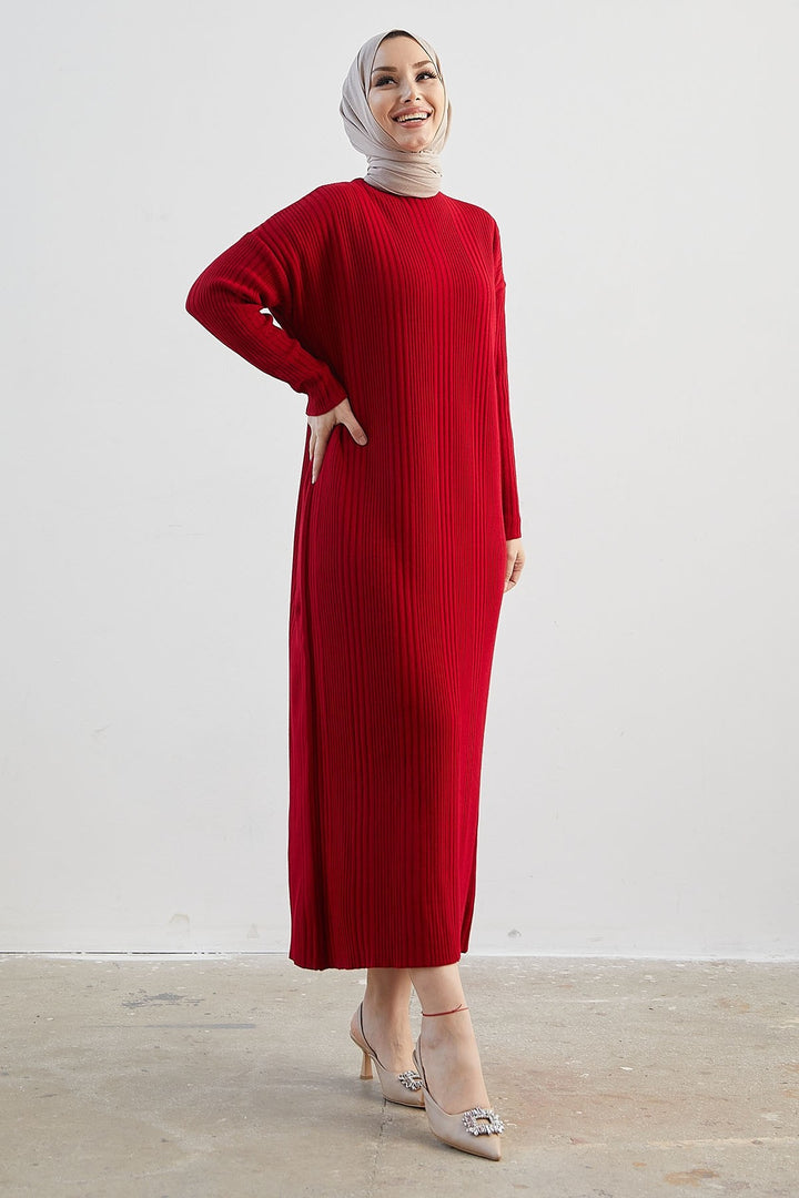 MDS Women Arissa Fisherman Collar Long Knit Dress - Red - Neuwied