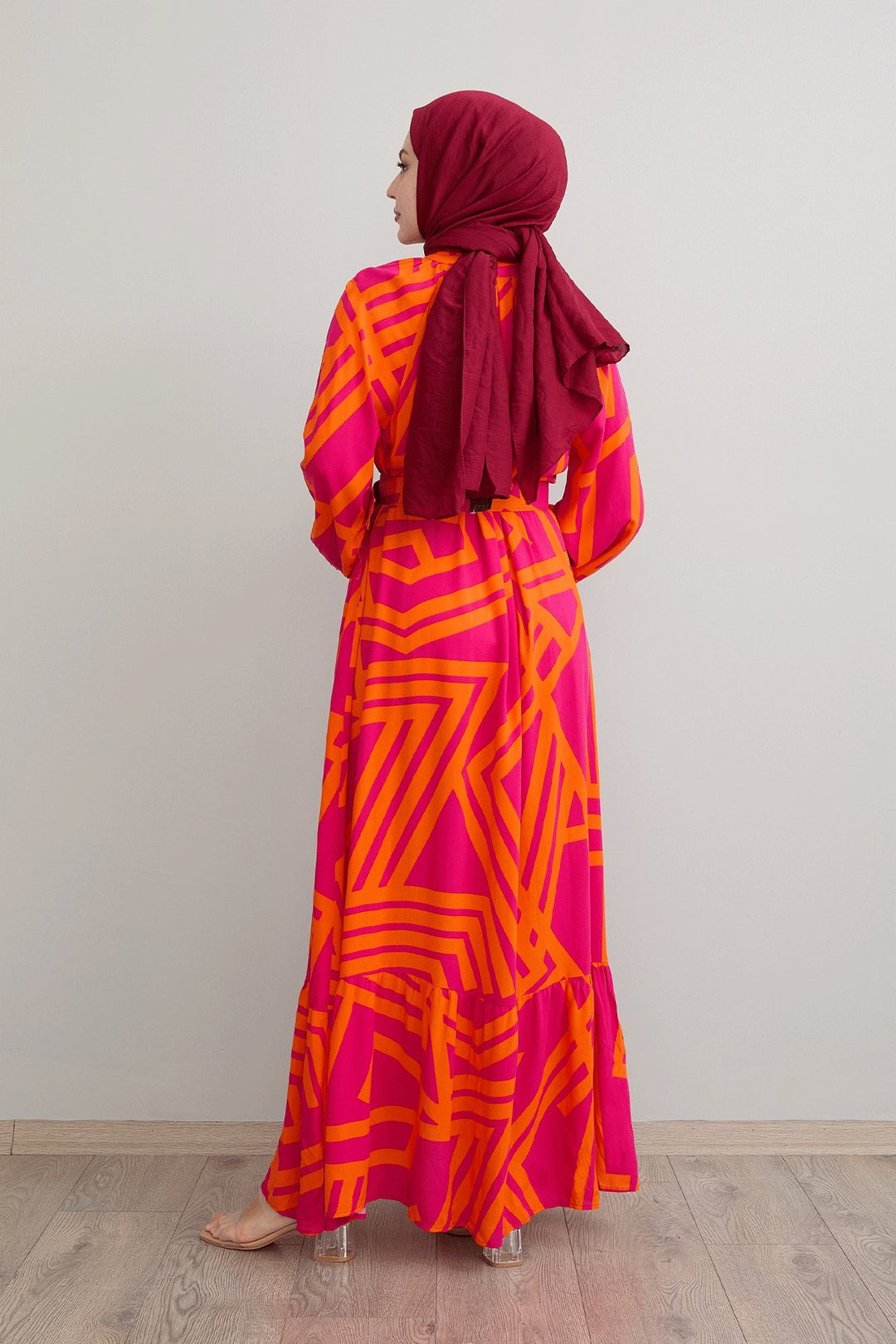 MDS Women Striped Belted Fuchsia Viscose Dress - Fredericksburg