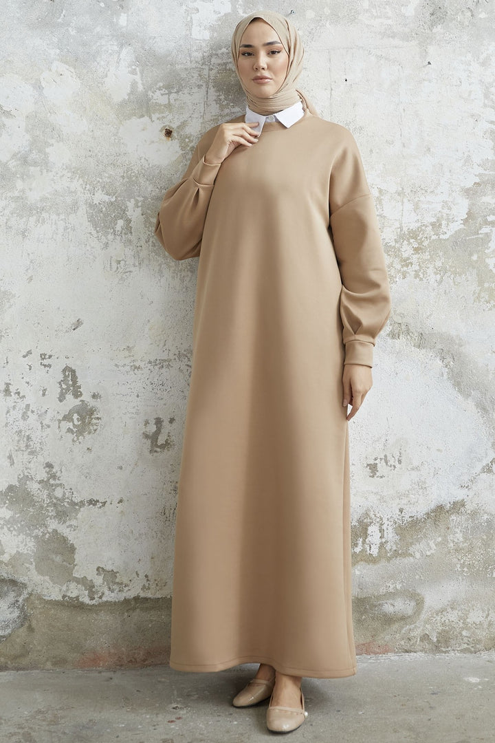 MDS Women Nevra Pocketed Scuba Dress - Beige - Fullerton