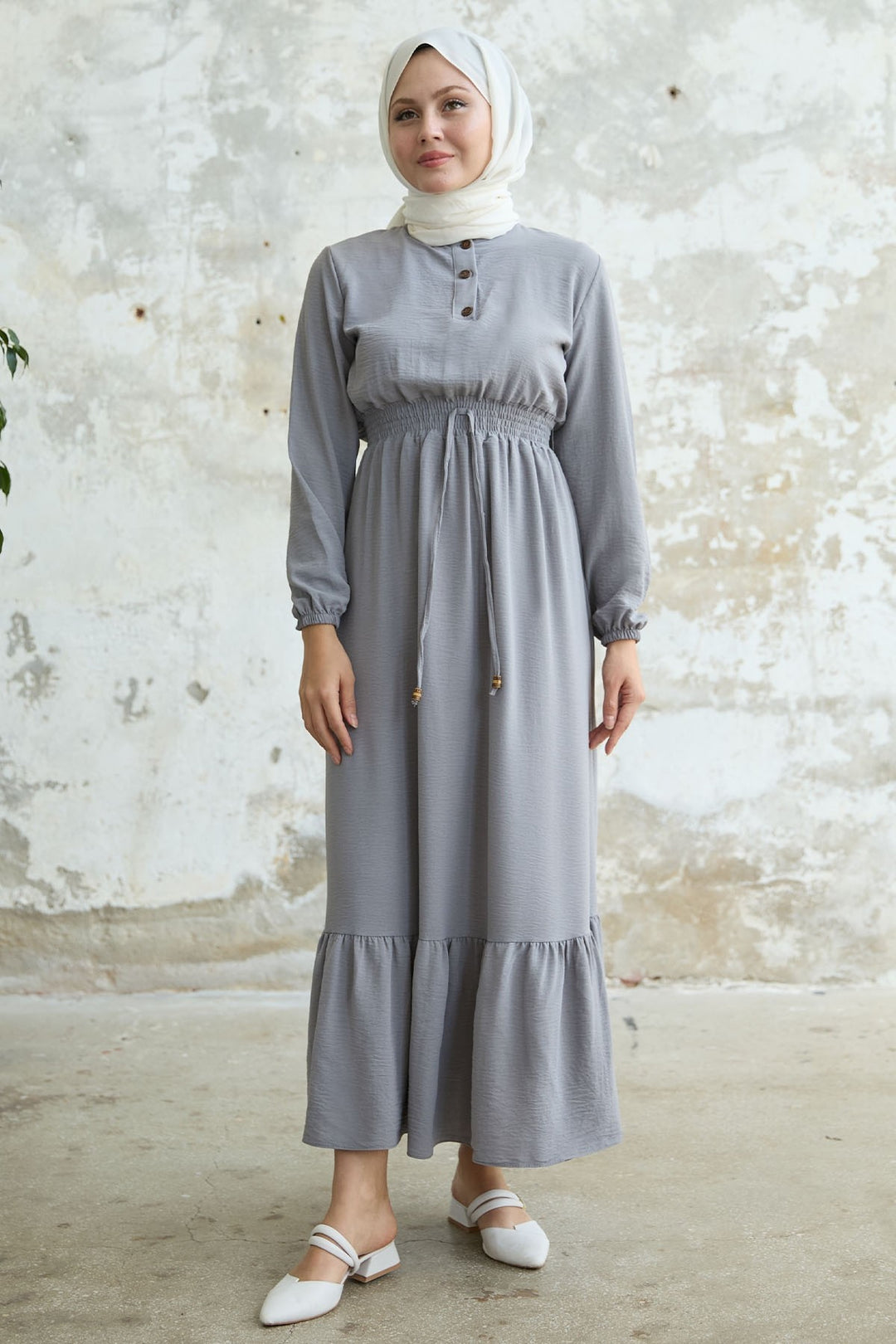MDS Women Tena Belly Elastic Waist Dress - Gray - Palmdale