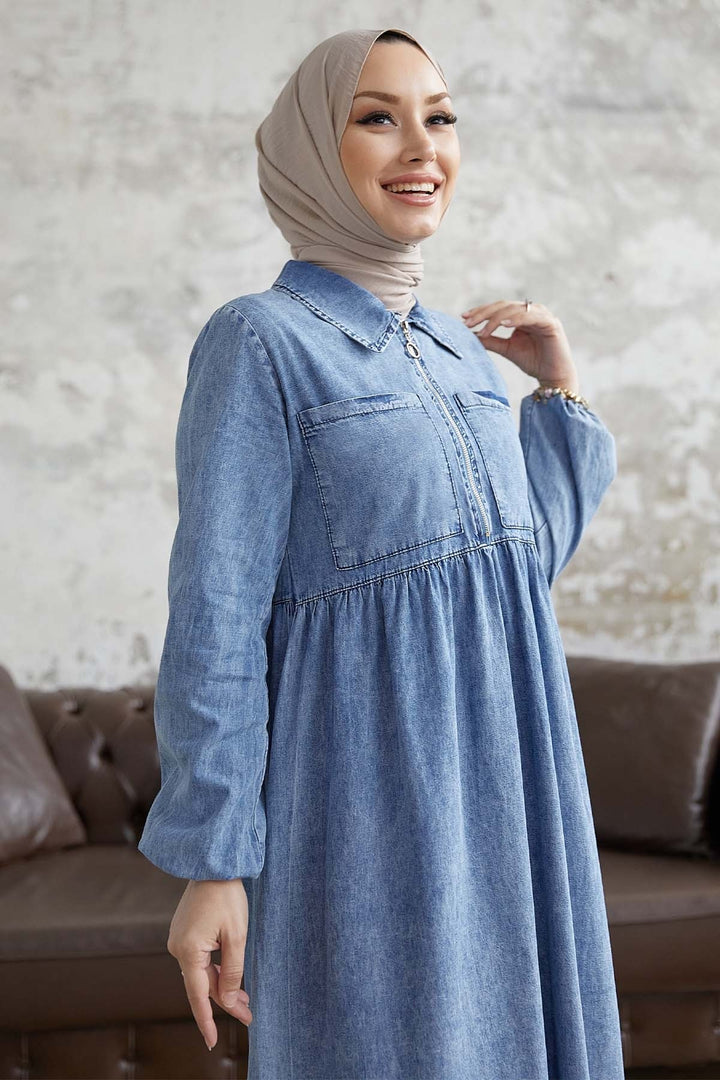 MDS Women Daniel Double Pocket Denim Dress - Light Blue - Tenosique
