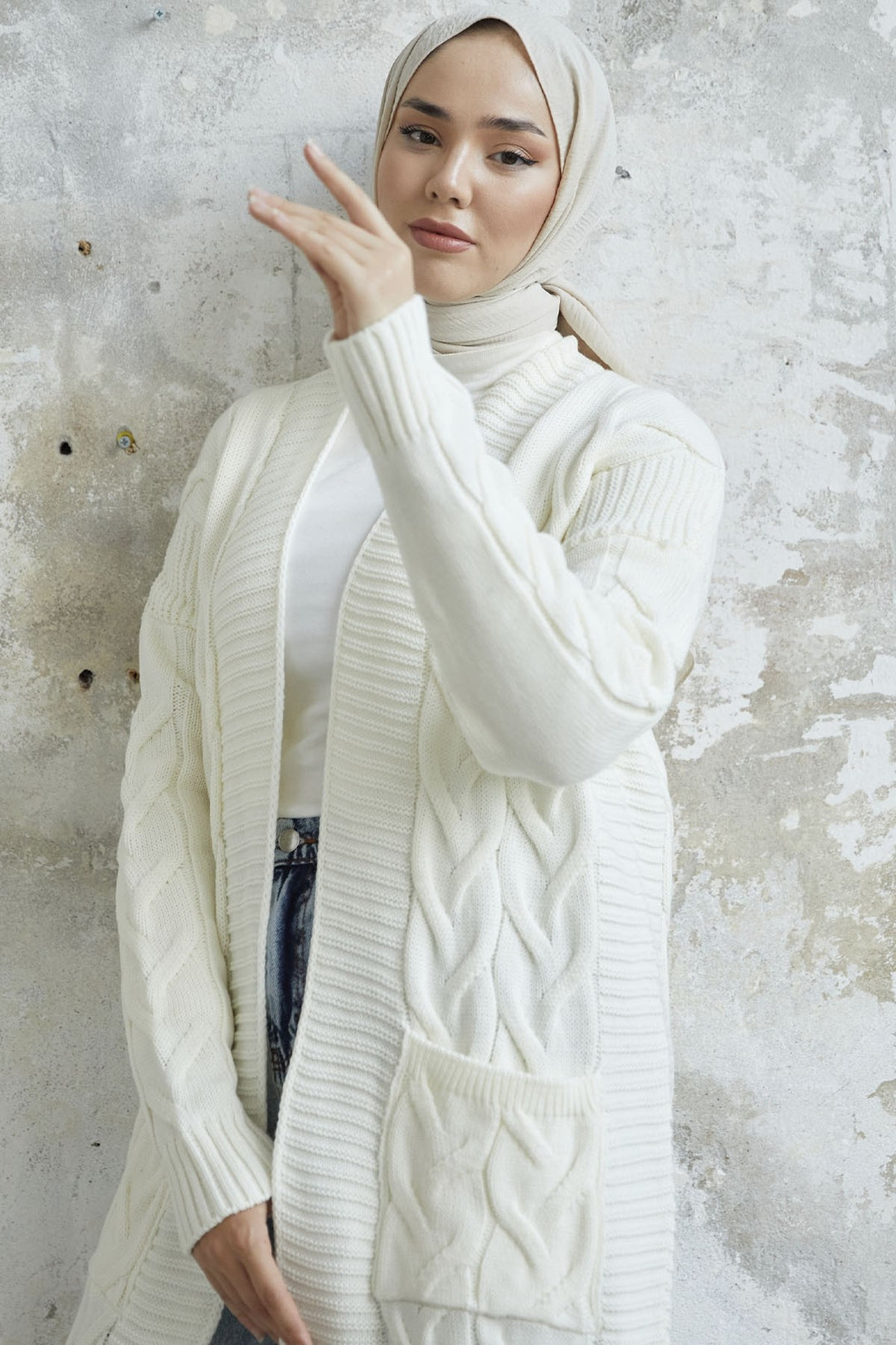 MDS Women Eriyas Braided Pocketed Cardigan - White - Cuernavaca