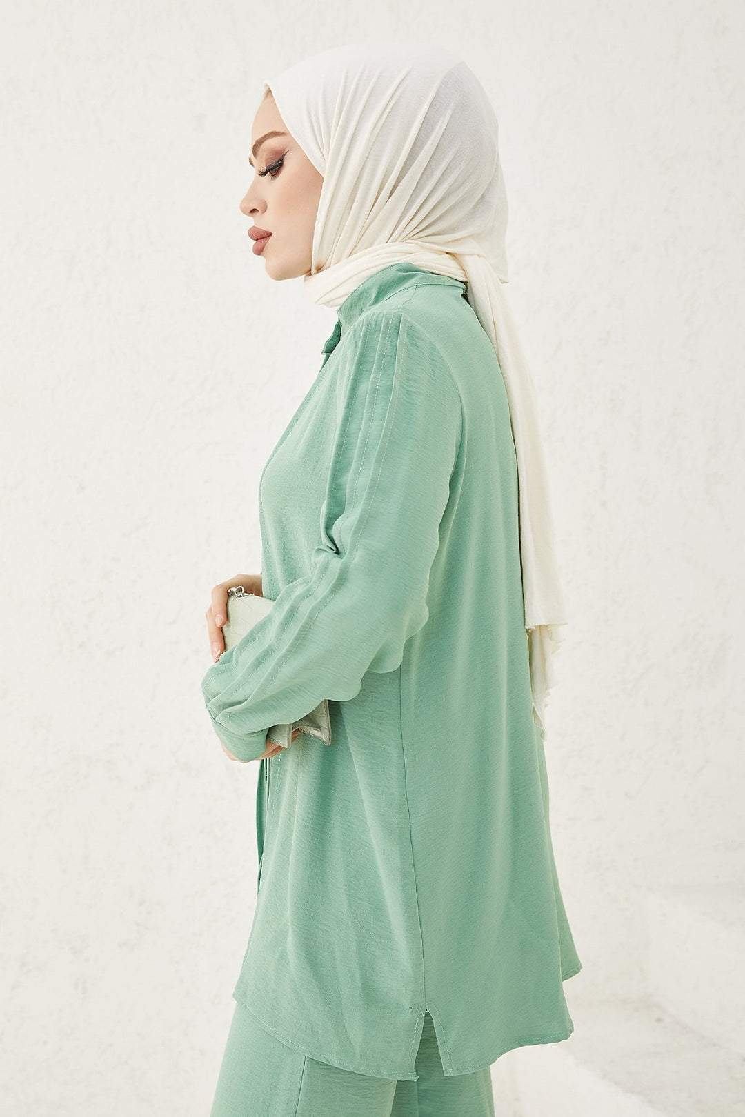 MDS Women Arm Pile Nerved Ayrobin Two Piece Set - Mint - Johns Creek