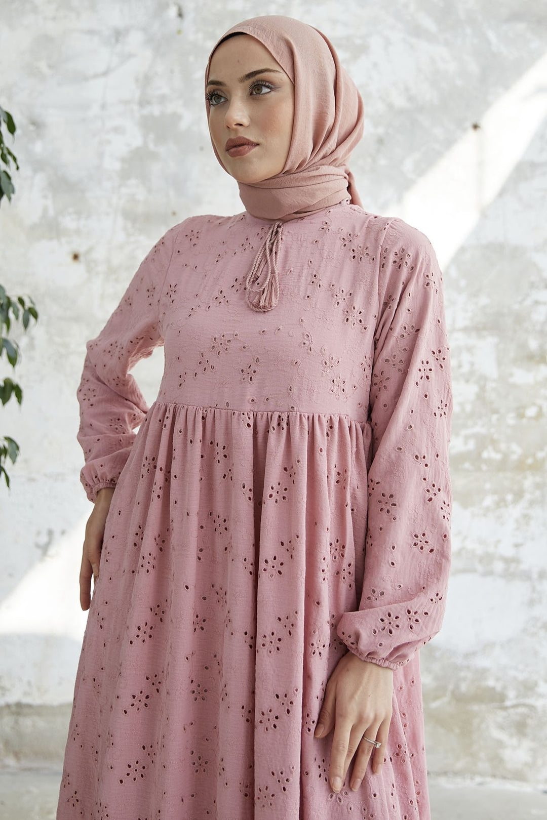 MDS Women Tasseled Embroidered Dress - Powder - Trieste