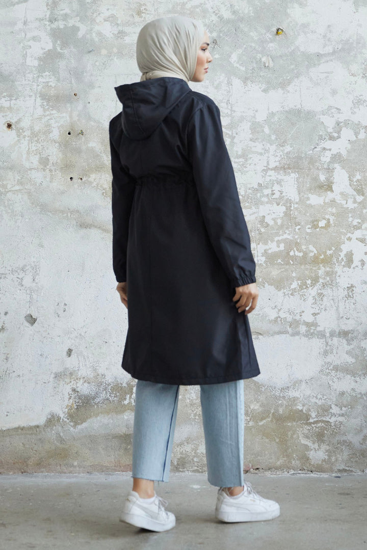 MDS Women Rufina Patterned Pocket Trench Coat - Black - Brossard