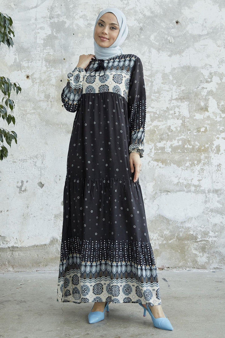 MDS Women Tasseled Viscose Dress - Black - Tomelloso