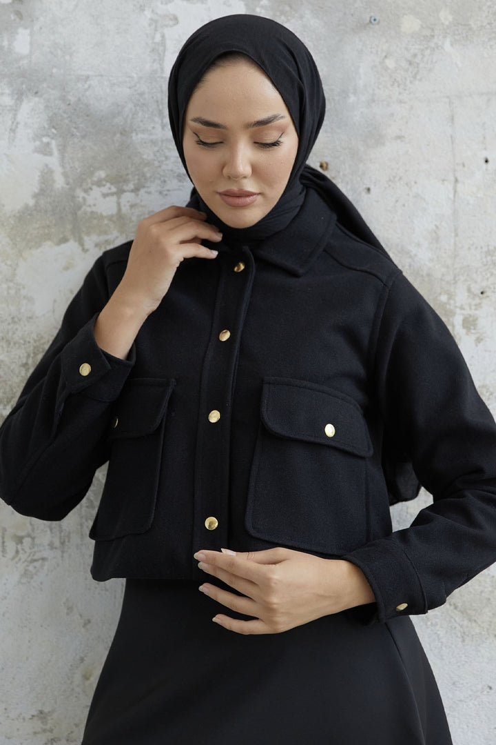 MDS Women Liesa Cover Pocket Cashmere Jacket - Black - Zevenaar