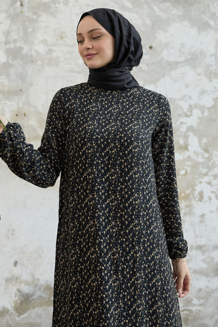 MDS Women Crispy Daisy Casual Viscose Dress - Black - Yevpatoriia