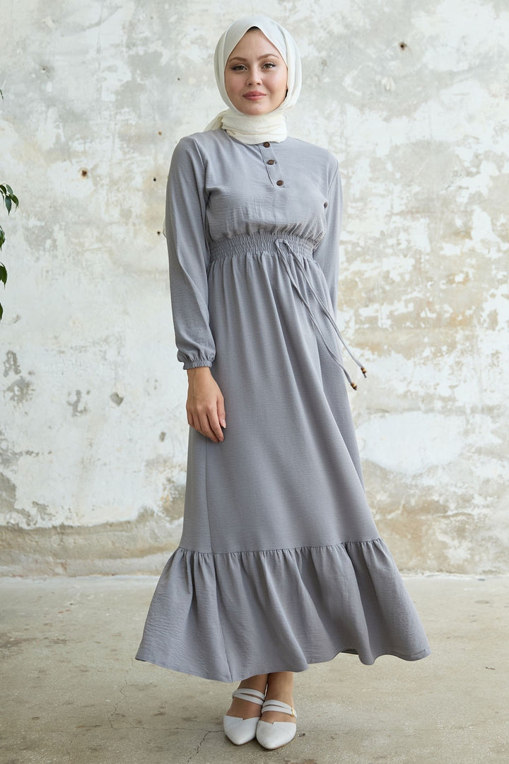 MDS Women Tena Belly Elastic Waist Dress - Gray - Palmdale