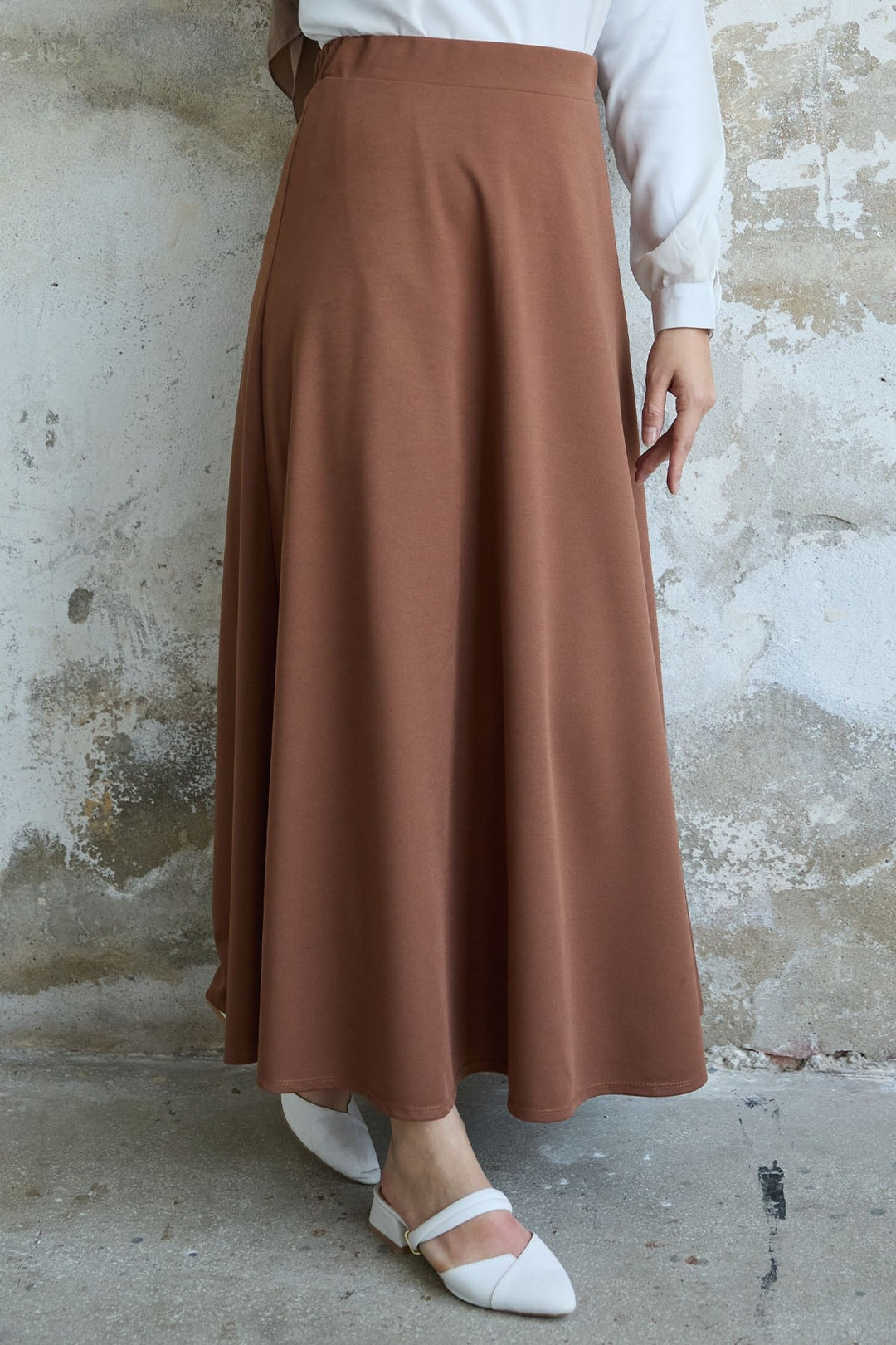 MDS Women Double Knit Fabric Skirt - Tan - Chino Hills