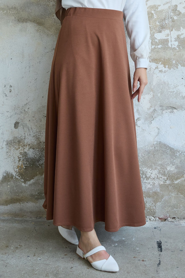 MDS Women Double Knit Fabric Skirt - Tan - Chino Hills
