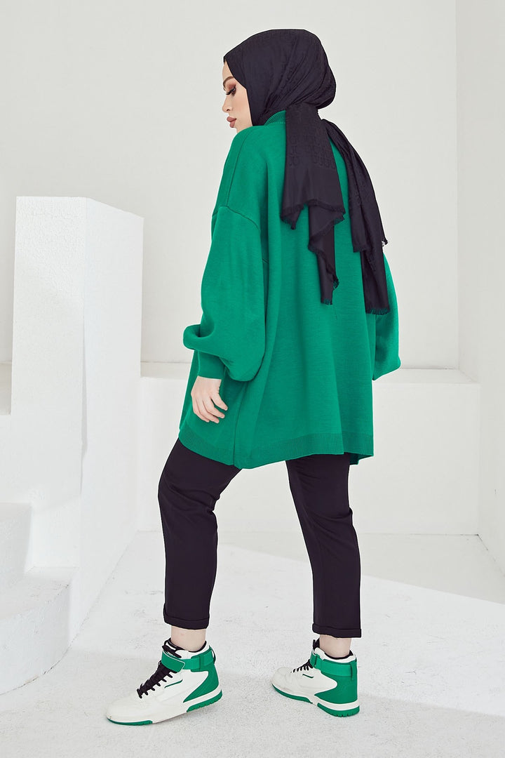 MDS Women Sara Zippered Knit Tunic - Emerald Green - Grimsby