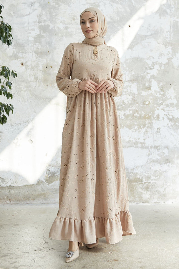 MDS Women Tasseled Embroidered Dress - Beige - Ioánnina