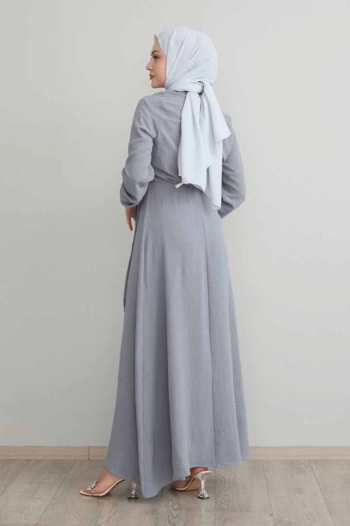 MDS Women Gray Robin Dress with Front Tie Detail - Béziers
