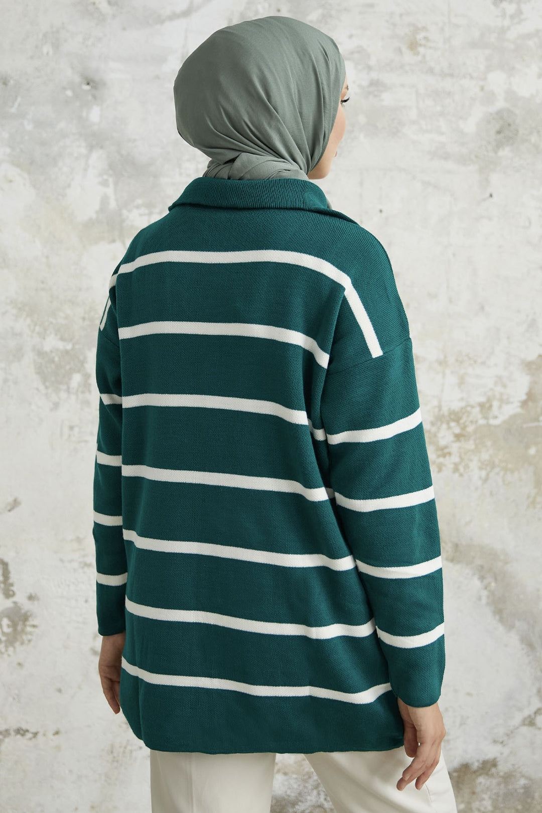 MDS Women Maroya Striped Knit Sweater - Petrol Green - Ostfildern