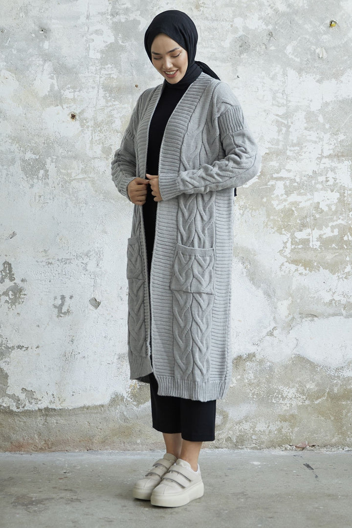 MDS Women Eriyas Cable Knit Pocket Cardigan - Gray - Khmelnytskyi