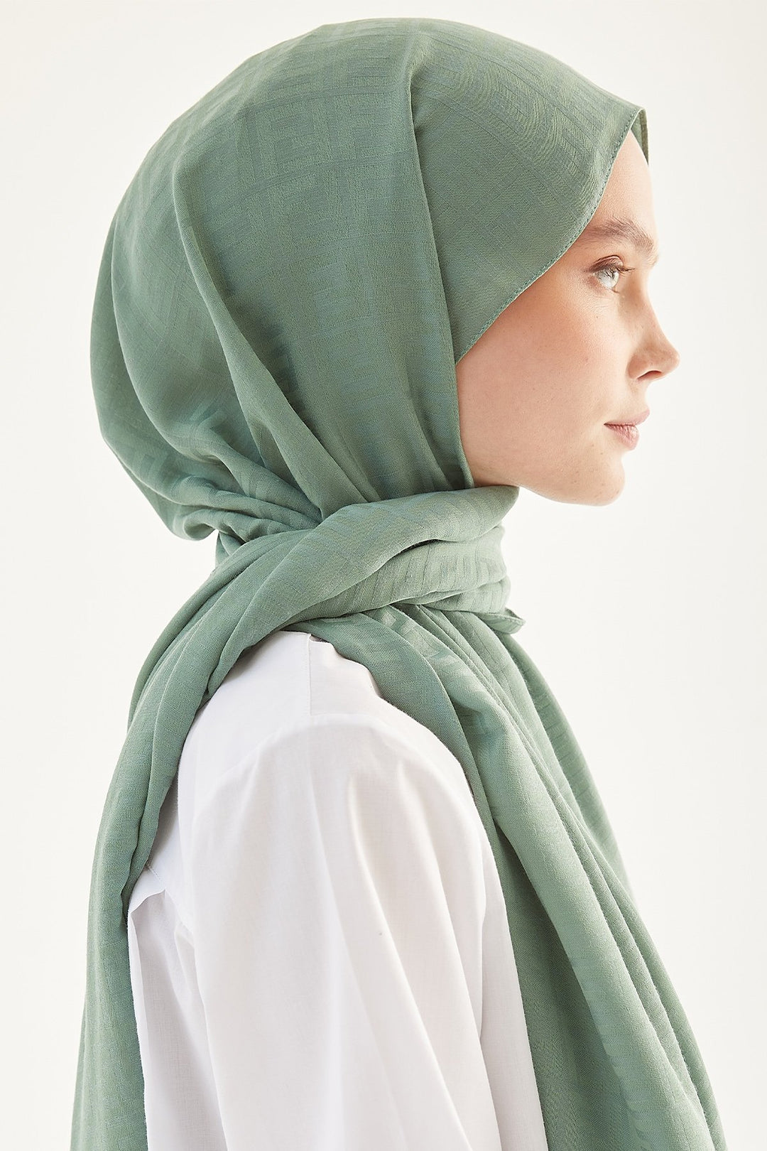 MDS Women Handwoven Jacquard Cotton Scarf - Mint - Peterborough