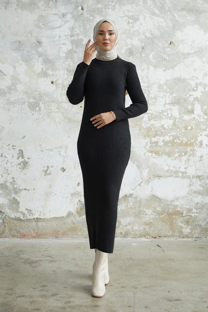 MDS Women Loyes Threaded Knit Dress - Black - Kentwood