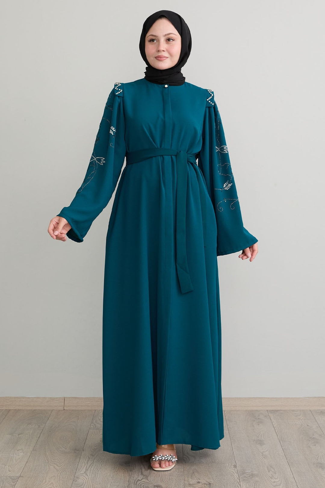 MDS Women Secret Exploding Shoulder Stoned Oil Abaya - Vitsyebsk