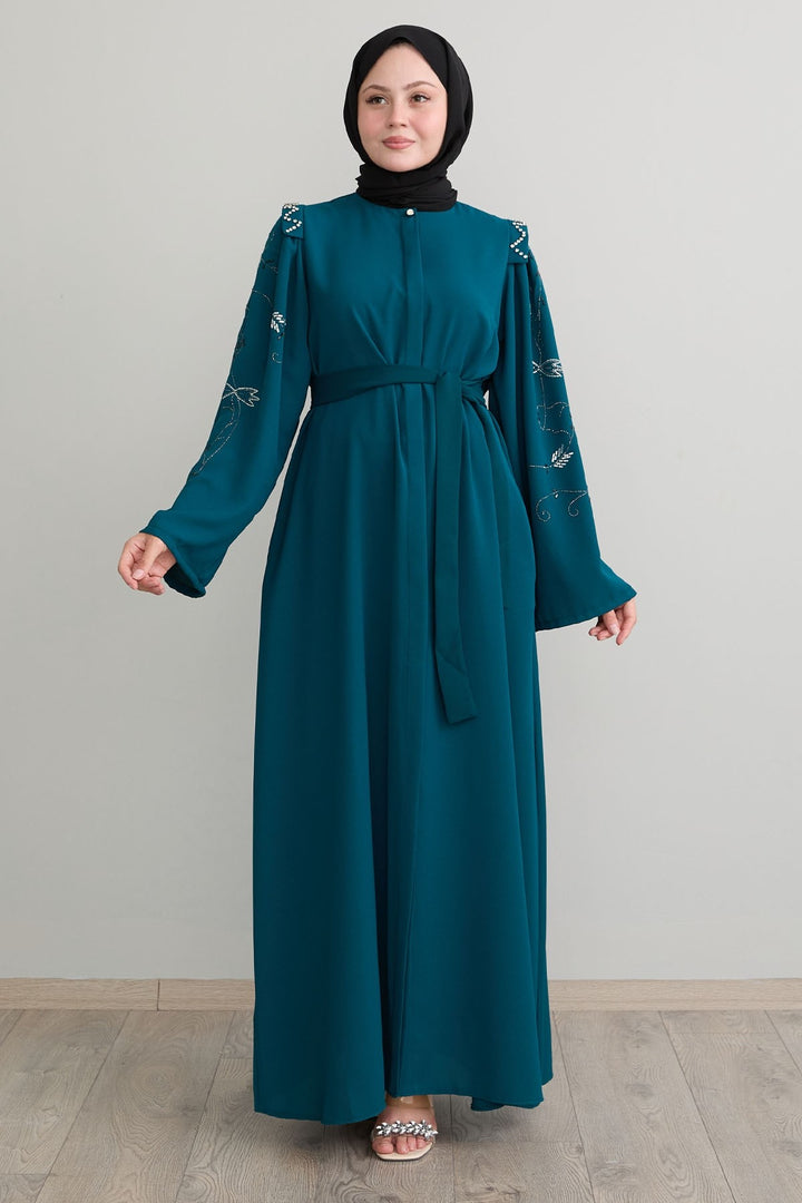 MDS Women Secret Exploding Shoulder Stoned Oil Abaya - Vitsyebsk