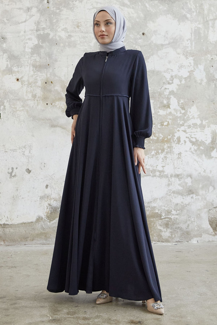 MDS Women Guipure Crepe Mevlana Cloak - Navy Blue - Batumi