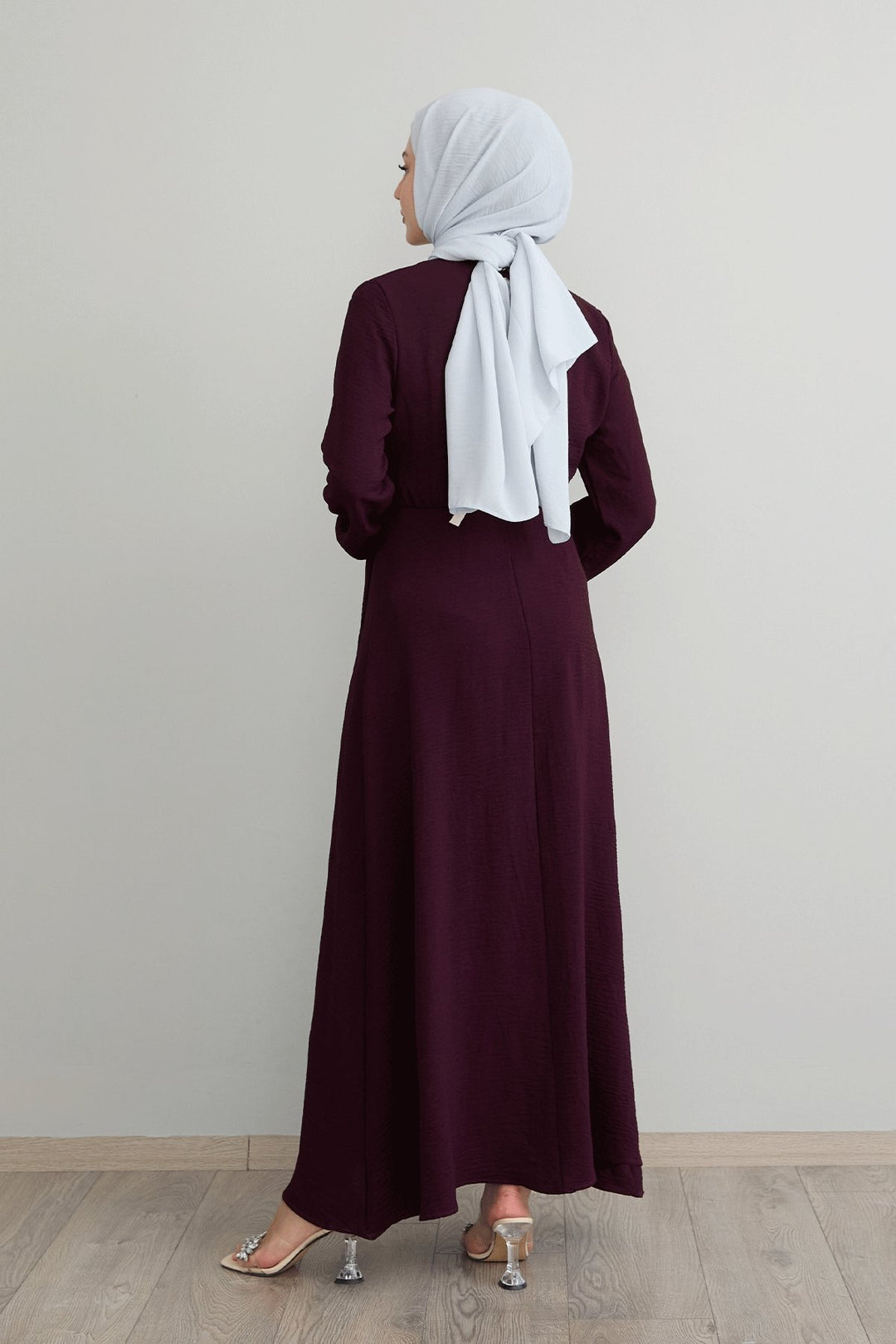 MDS Women Burgundy A-line Dress with Front Tie Detail - Mexico City