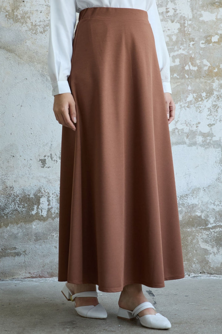 MDS Women Double Knit Fabric Skirt - Tan - Chino Hills