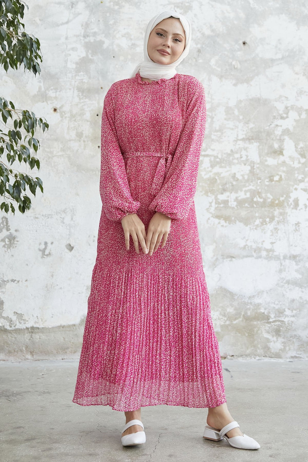 MDS Women Striped Crispy Pattern Chiffon Dress - Pink - Indianapolis