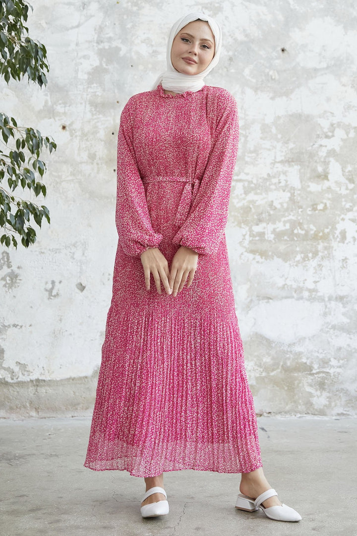 MDS Women Striped Crispy Pattern Chiffon Dress - Pink - Indianapolis