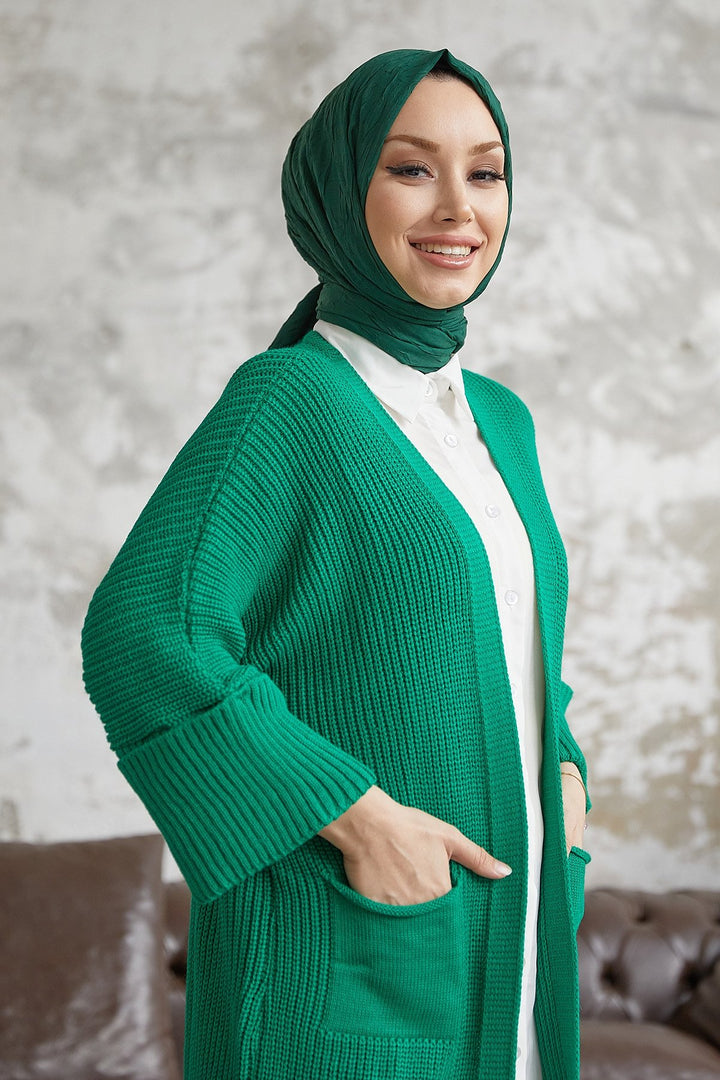 MDS Women Farah Soft Sleeve Cardigan - Green - Roman
