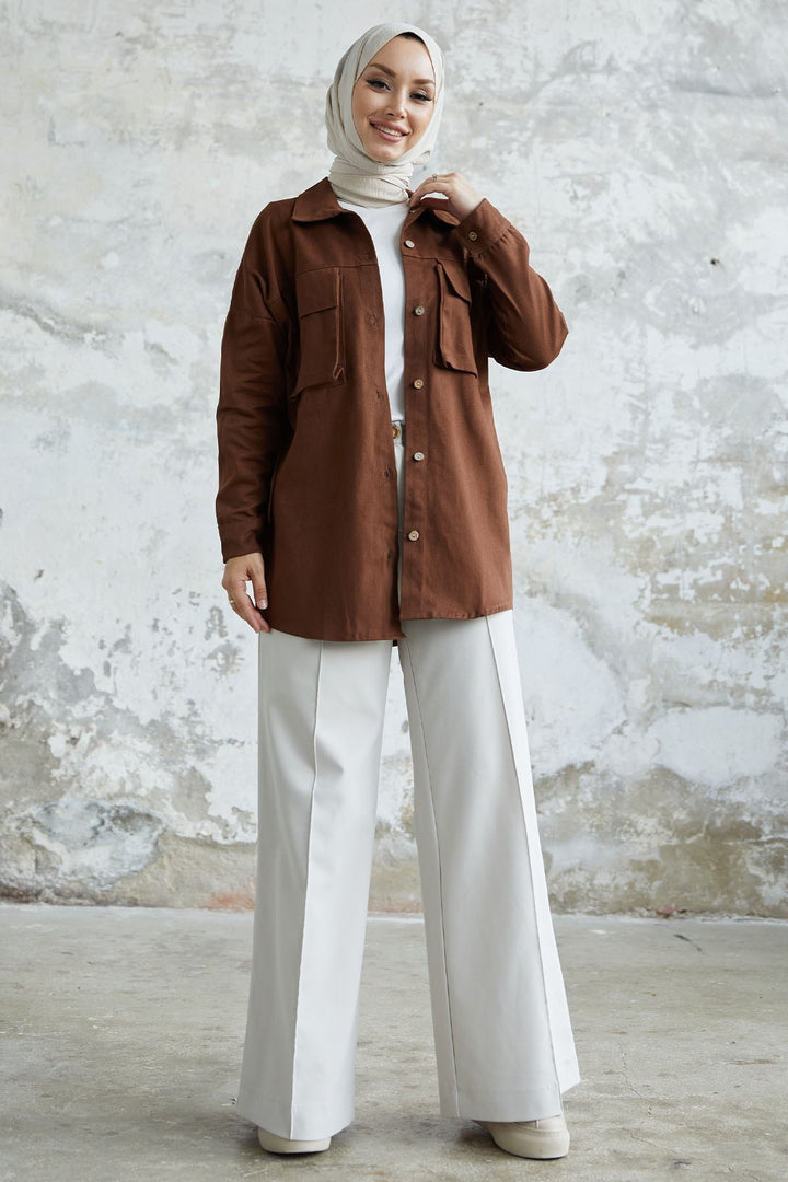 MDS Women Marley Tote Pocket Detail Jacket - Bitter coffee - Kendall West