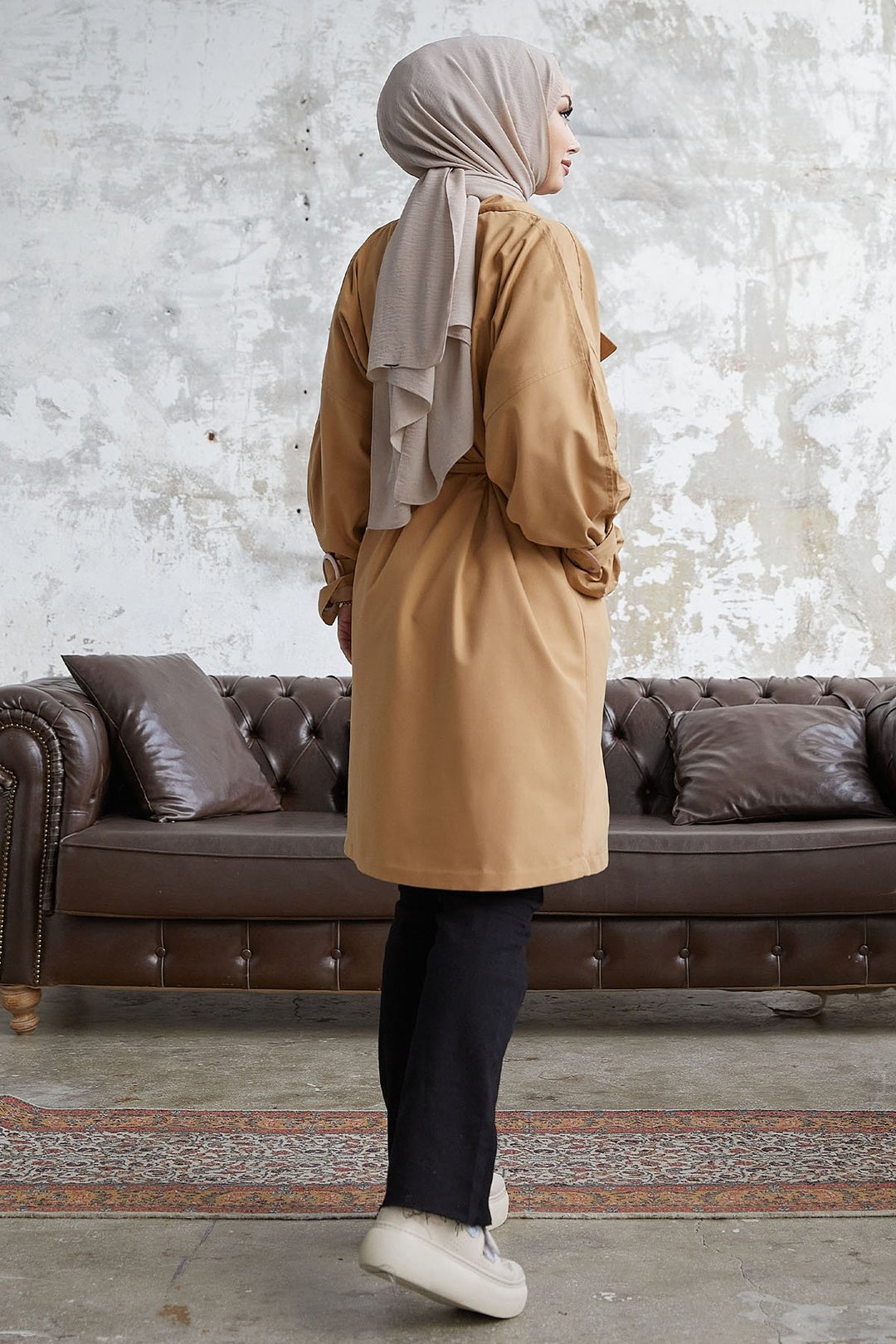 MDS Women Double-Breasted Ring Detail Slouchy Trench Coat - Beige - Brasschaat