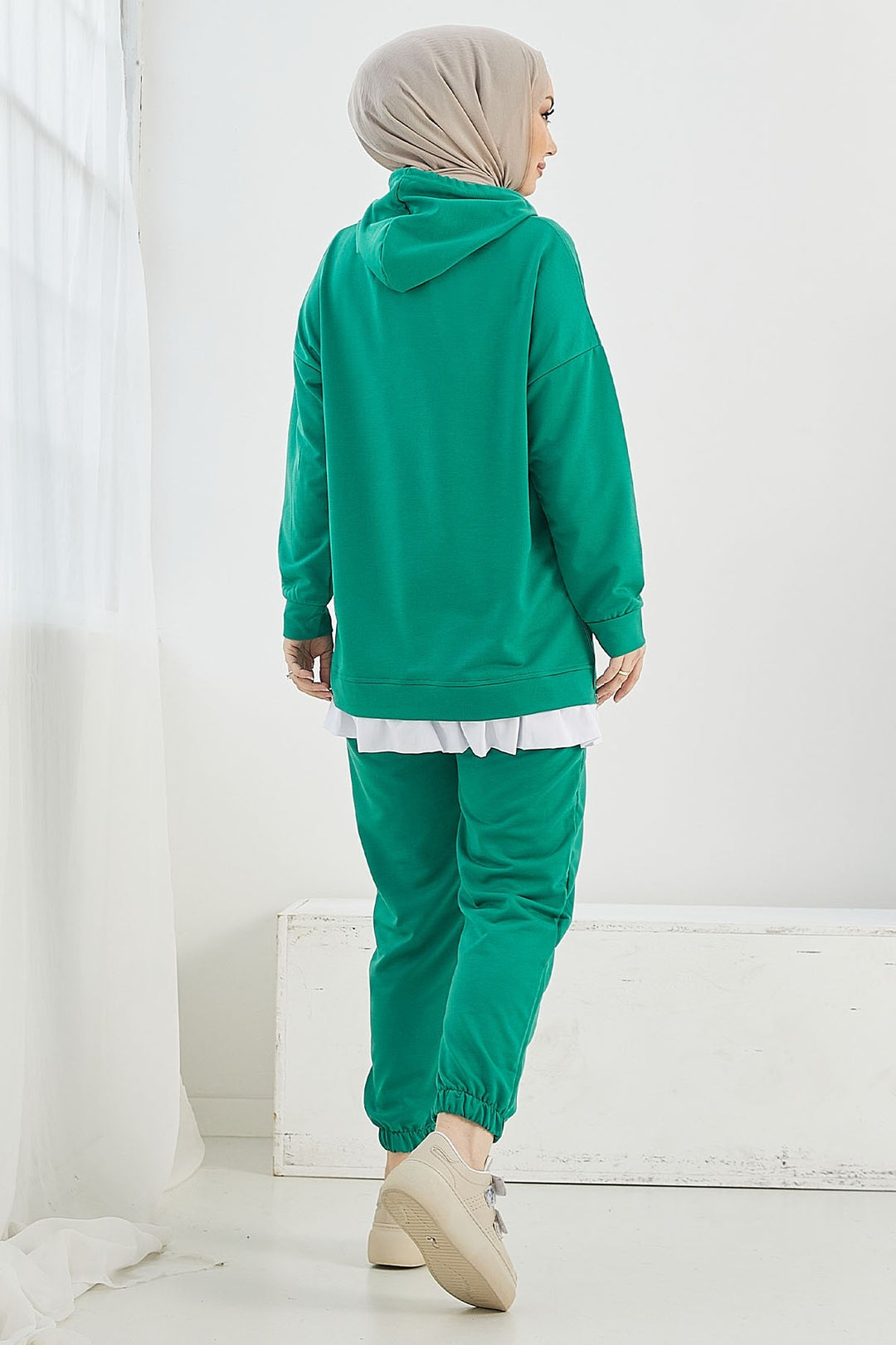 MDS Women Losya Sides Zippered Hooded Two-Piece Set - Emerald - Créteil
