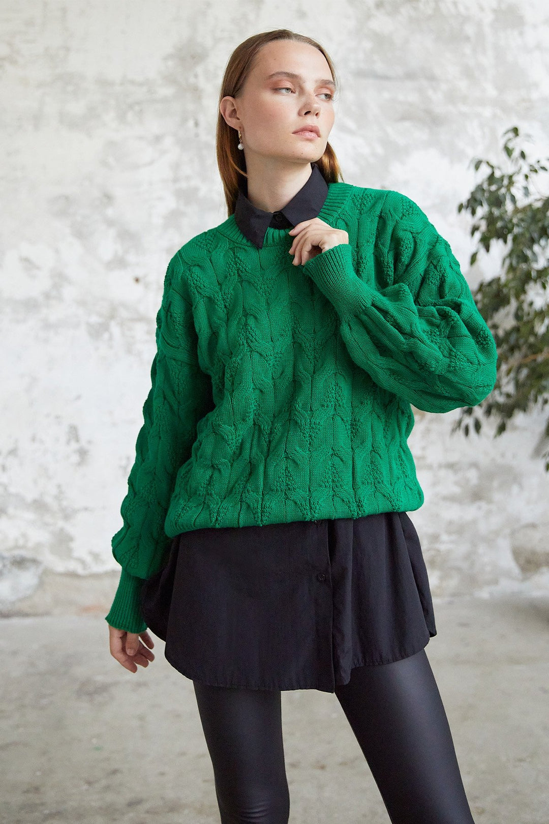 MDS Women Knitted Short Sweater - Green - Spijkenisse