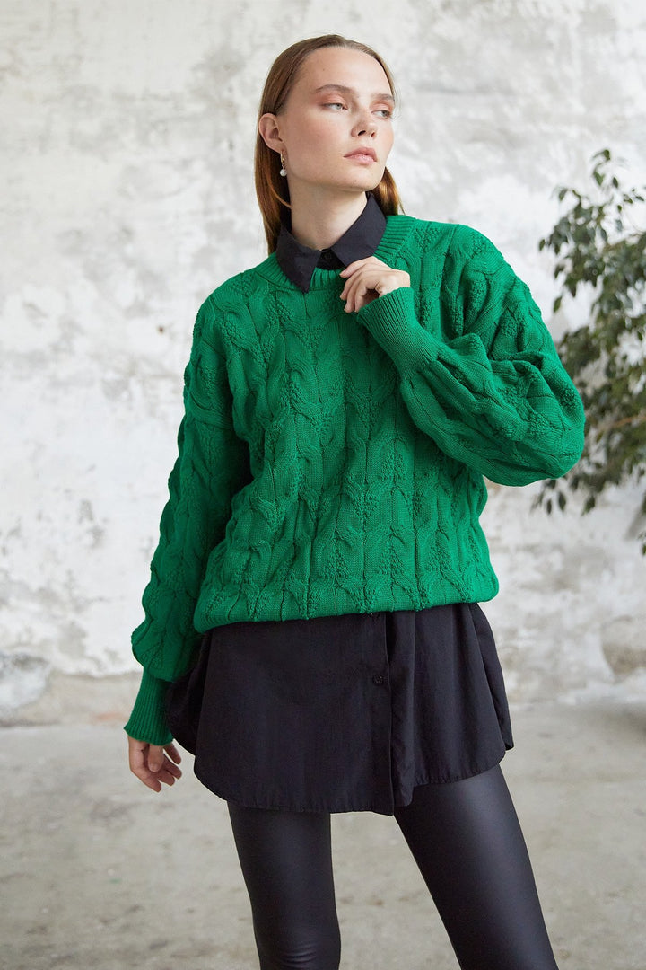 MDS Women Knitted Short Sweater - Green - Spijkenisse