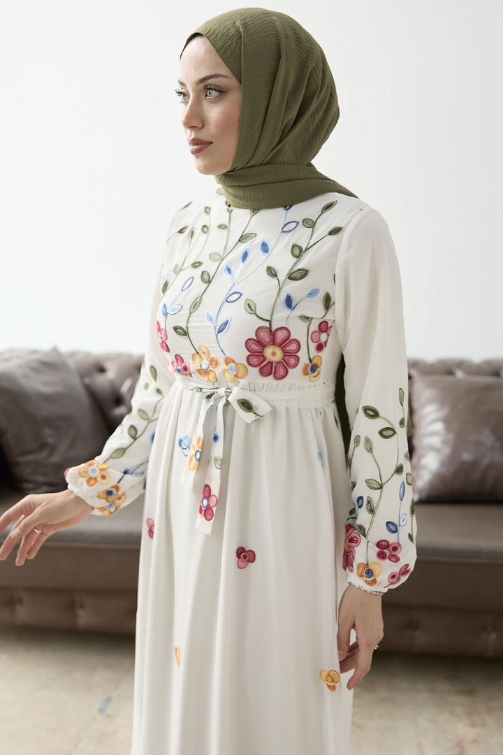 MDS Women Flowers Daisy Chiffon Dress - White - Ciudad de Huajuapam de León