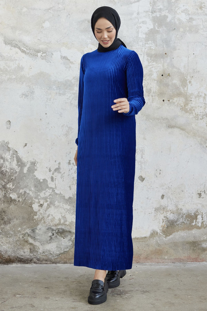 MDS Women Elza Back-Tied Velvet Dress - Sax Blue - Kyle