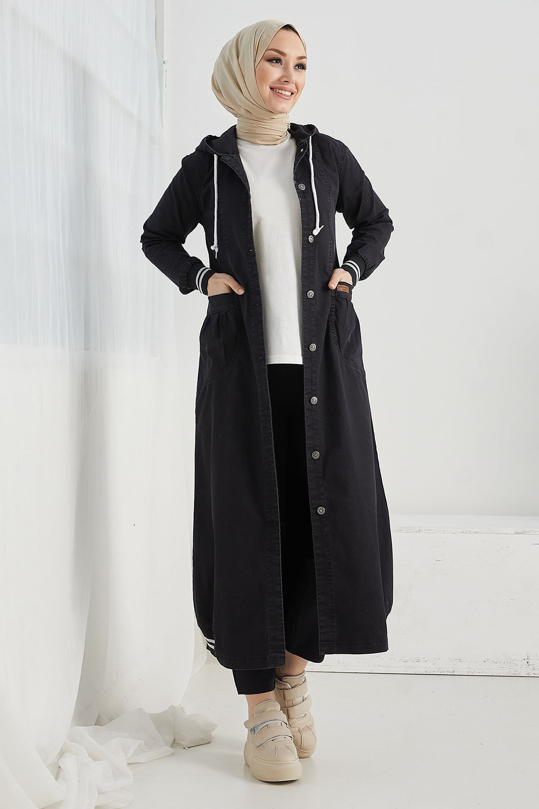 MDS Women Pocketed Long College Jacket - Black - West Valley City
