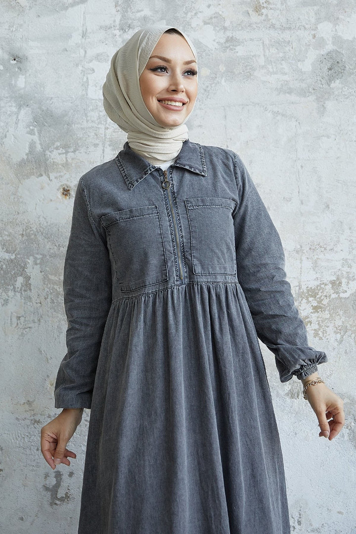MDS Women Daniel Double Pocket Denim Dress - Gray - Yajalón